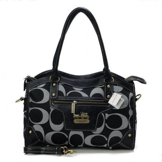 Coach Legacy Logo In Signature Medium Black Satchels BPP